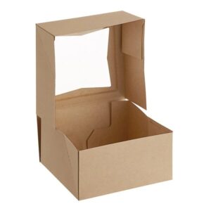 Kraft Window Cookie/Bakery Box 6" x 6" x 3"