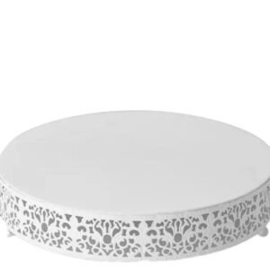 12" Round Lace White Metal Wedding Cake Stand