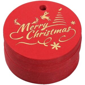 Round Red Merry Christmas Gift Tags 12 Count