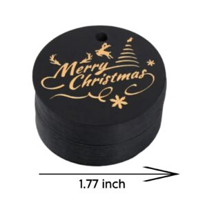 Round Black Merry Christmas Gift Tags 12 Count