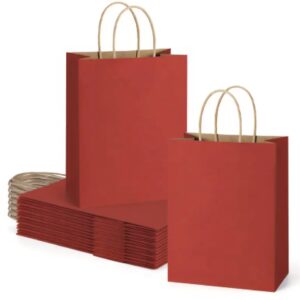 Red/Kraft Paper Gift Bag 1Count