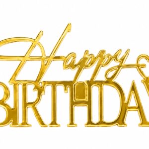 Gold Happy Birthday Cake Topper