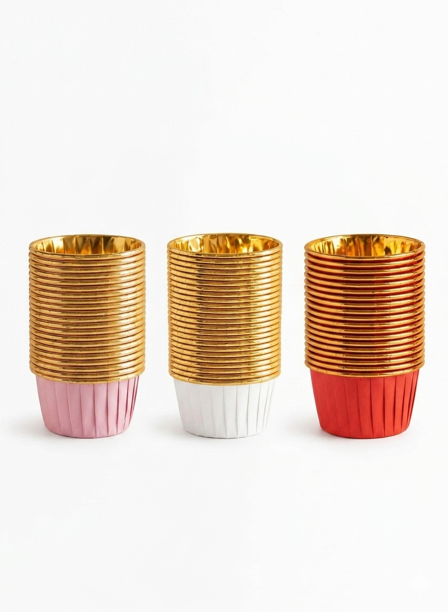 Gold Coated Rolled Rim Baking Cups 30 Count