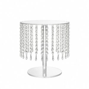 12" Crystal Beaded Cake Stand Acrylic Transparent