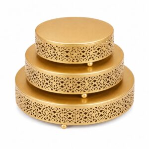 3 Piece Gold Decorative Cake Stand Set