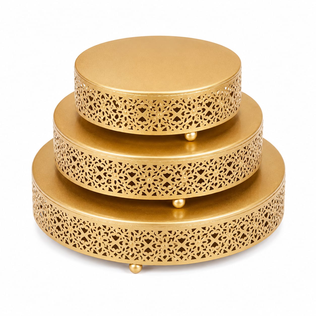 3 Piece Gold Decorative Cake Stand Set