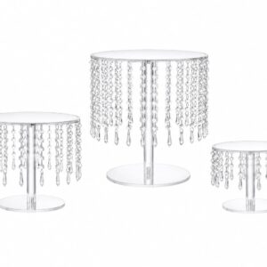 3 Piece Crystal Beaded Cake Stand Acrylic Transparent