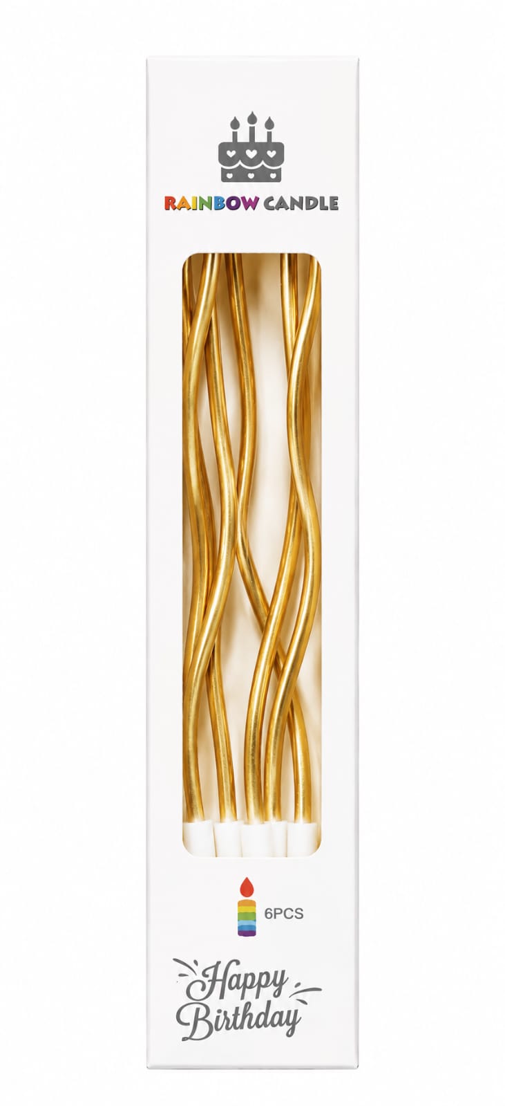 Twisted Metallic Birthday Candles 6 Piece Set
