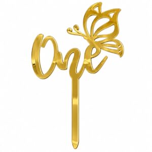 Gold One Butterfly Cake Topper